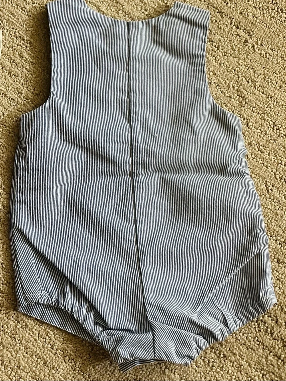 BabyTogs Blue Pinstripe Animal Applique One-Piece Romper